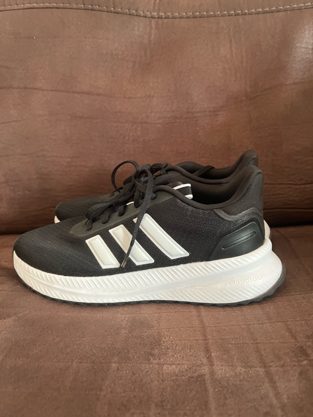 adidas “Cloudfoam Comfort” Black and White Athletic Sneakers